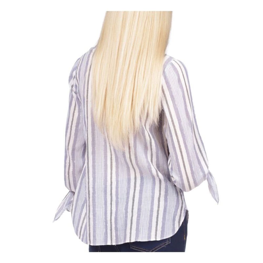 MICHAEL MICHAEL KORS Womens Gray Tie Cuffs Unlined Round Hem 3/4 Sleeve Top XXS - Picture 2 of 4